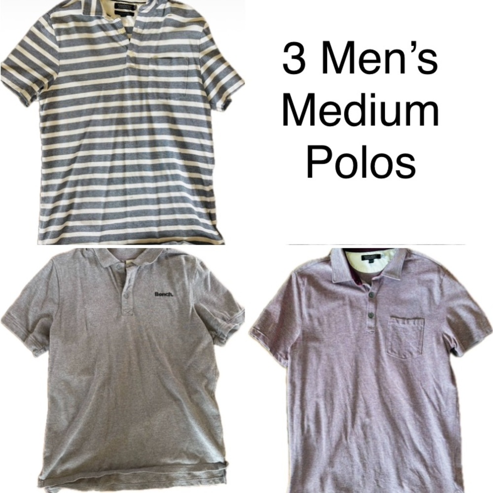 Three Medium Men’s Polo Shirts Banana Republic and Bench